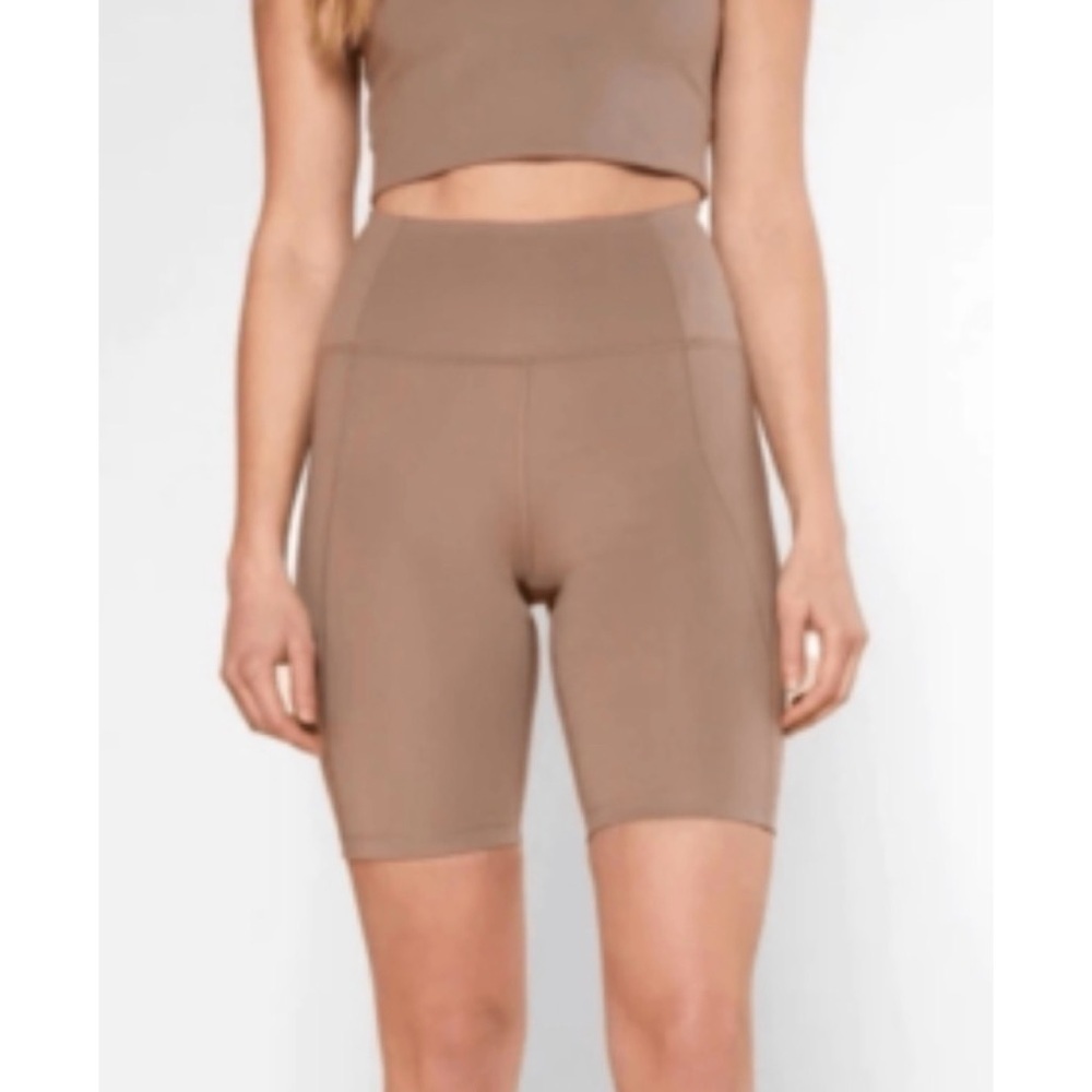Girlfriend Collective High Waisted Biker Shorts Tan